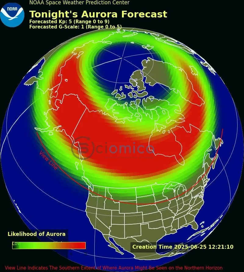 Auroras Expected Tonight as Moderate Geomagnetic Storm Hits U.S. States 3 People living in states within the red view line may see auroras.