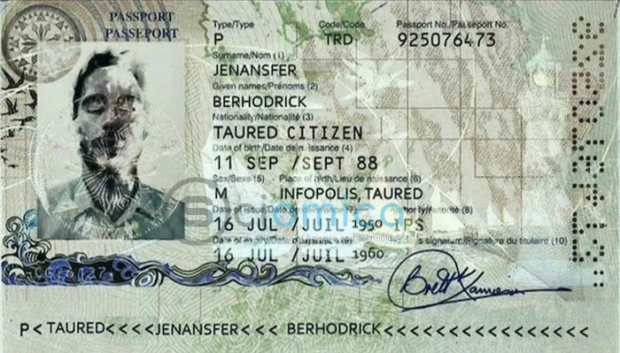 The passport of the self-proclaimed man from Taured. (Image: Twitter).